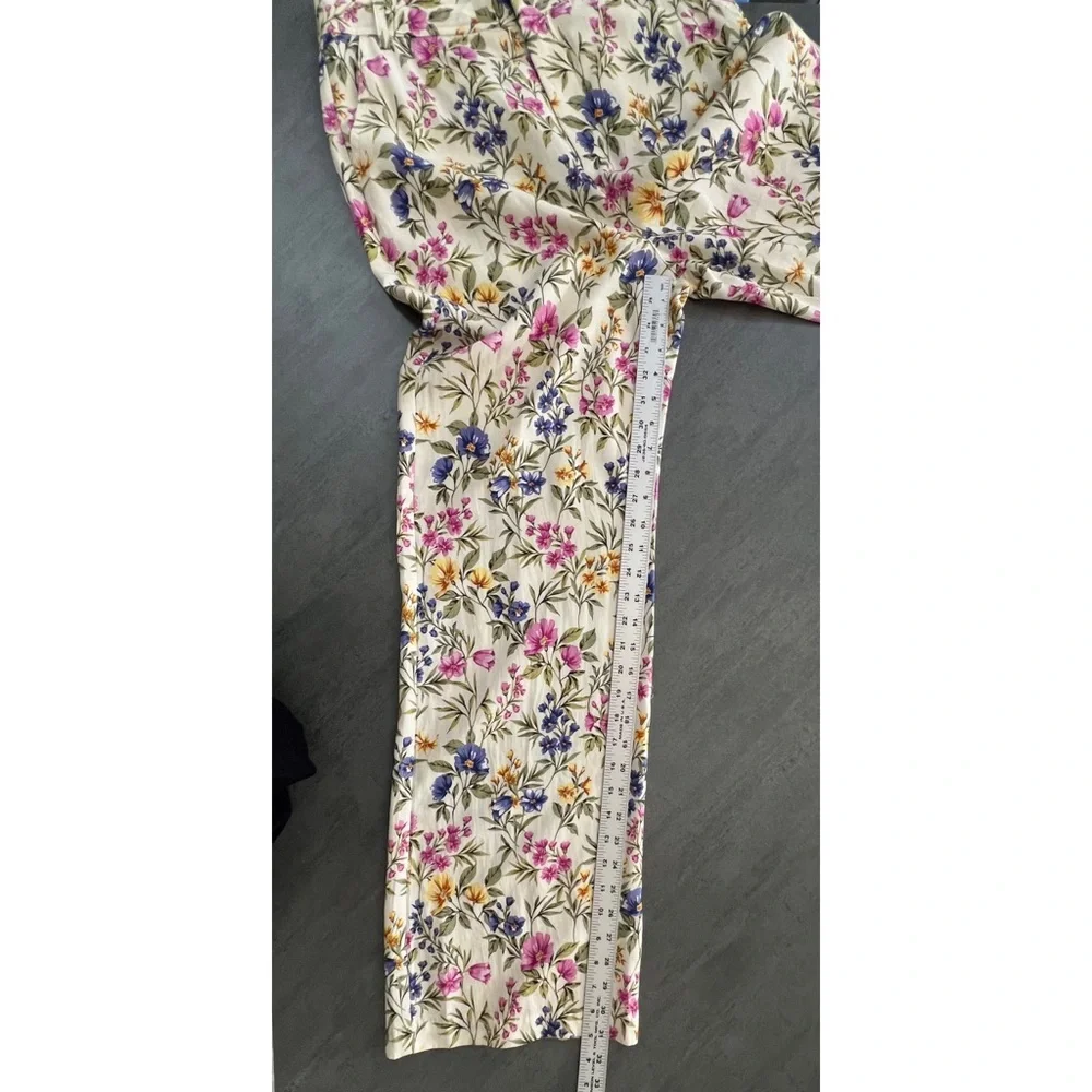 En Saison Valeria Trouser Floral Anthropologie Tencel Linen Blend Women’s Medium - Picture 7 of 8